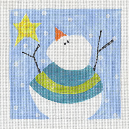 click here to view larger image of Blue Snowman w/Stitch Guide (hand painted canvases)