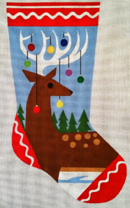 click here to view larger image of Reindeer Stocking - 13ct (hand painted canvases)