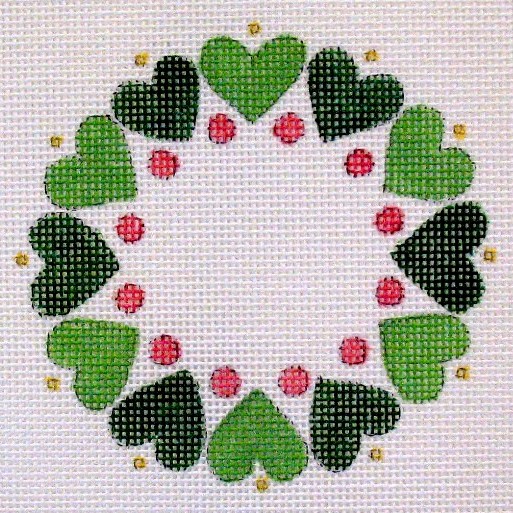 click here to view larger image of Heart Wreath Coaster (hand painted canvases)