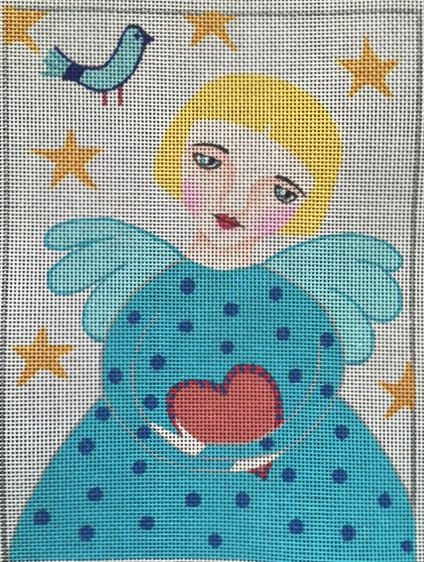 click here to view larger image of Folk Art Angel Heart (hand painted canvases)