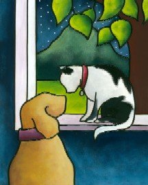 click here to view larger image of Cat and Dog (hand painted canvases)