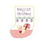 click here to view larger image of Baby's First Christmas - Pink Mini Sock (hand painted canvases)