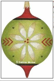 click here to view larger image of Green and White Poinsettia Ornament (hand painted canvases)