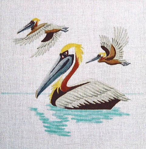 click here to view larger image of Three Pelicans (hand painted canvases)
