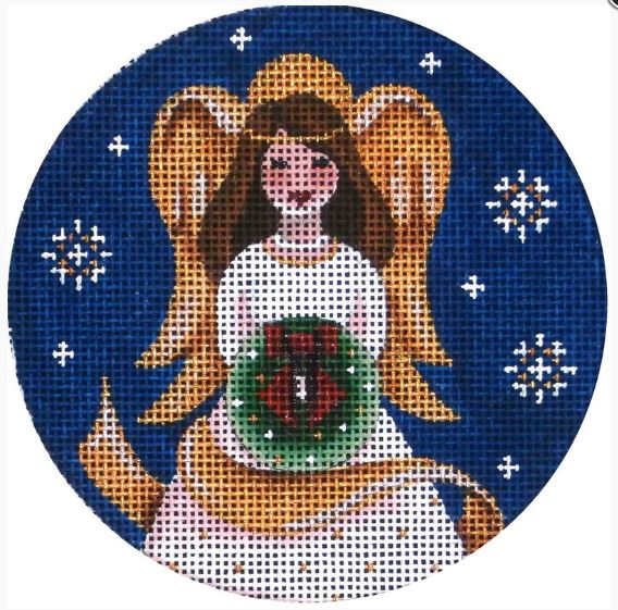 click here to view larger image of Wreath Angel Ornament (hand painted canvases)