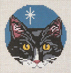 click here to view larger image of Black and White Cat - Glimpse Ornament - 13ct (hand painted canvases)