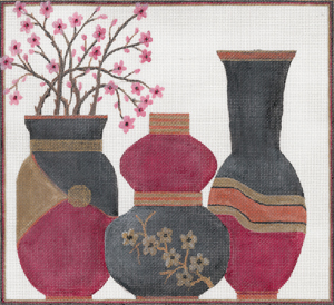 click here to view larger image of Cherry Blossoms Vases (hand painted canvases)