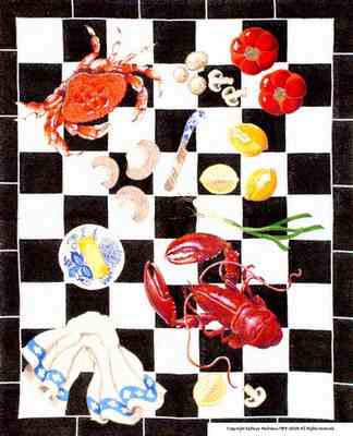 click here to view larger image of Lobster Rug (hand painted canvases)