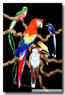 click here to view larger image of Tropical Bird Tapestry (hand painted canvases)
