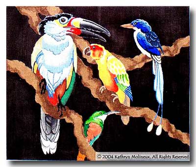 click here to view larger image of Tropical Bird Director Chair Seat (hand painted canvases)