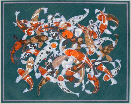 click here to view larger image of Carp Rug (hand painted canvases)