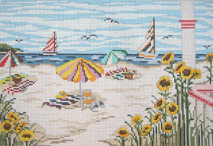 click here to view larger image of Day At The Beach, A - No Border - 18ct (hand painted canvases)