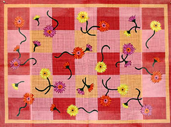 click here to view larger image of Gerber Daisies On Gingham Checks (hand painted canvases)
