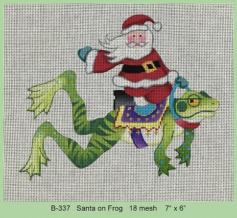 click here to view larger image of Santa On Frog (hand painted canvases)