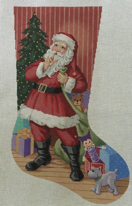 click here to view larger image of Santas Secret Stocking (hand painted canvases)