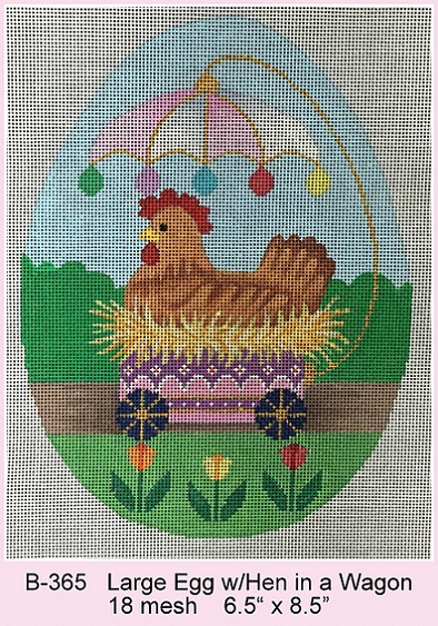 click here to view larger image of Large Egg With Hen In A Wagon (hand painted canvases)