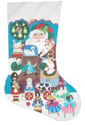 click here to view larger image of Twelve Days Of Chrismtas Santa Stocking (hand painted canvases)