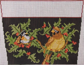 click here to view larger image of Birds Stocking Cuff 1 (hand painted canvases)