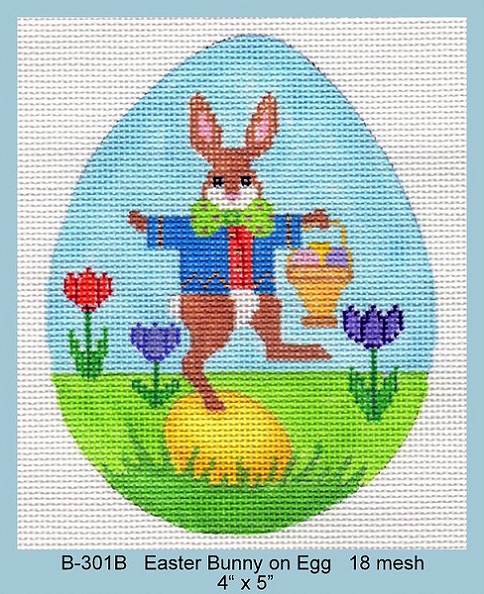 click here to view larger image of Easter Bunny On Egg (hand painted canvases)