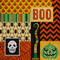 click here to view larger image of Halloween BOO Patchwork (hand painted canvases)