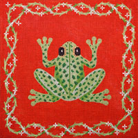 click here to view larger image of Frog and Vines (hand painted canvases)