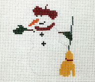 click here to view larger image of Broom Snowman Ornament (hand painted canvases)