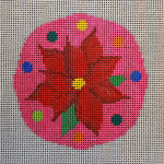 click here to view larger image of Poinsettia With Pink Background Ornament (hand painted canvases)