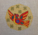 click here to view larger image of Mexican Red Bird With Gold Stars Ornament (hand painted canvases)