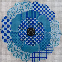 click here to view larger image of Fantasy Flower In Blue (hand painted canvases)