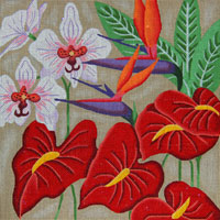 click here to view larger image of Tropical Flowers (hand painted canvases)