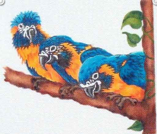 click here to view larger image of Family of Parrots (hand painted canvases)