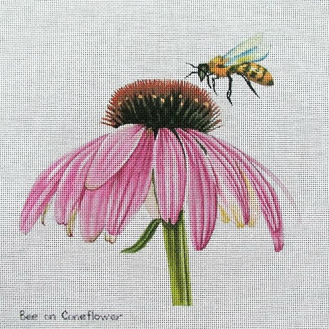 click here to view larger image of Bee on Coneflower (hand painted canvases)