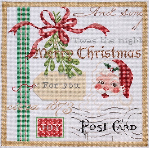 click here to view larger image of Christmas Collage 1 - Santa and Mistletoe (hand painted canvases 2)
