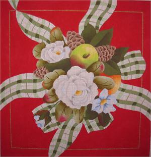 click here to view larger image of Christmas Rose Pillow (hand painted canvases)