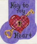 click here to view larger image of Key To My Heart Mini Sock (hand painted canvases)
