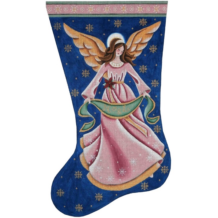 click here to view larger image of Mauve Angel Stocking - 18ct (hand painted canvases)