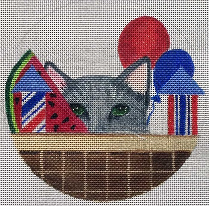 click here to view larger image of 4th Of July Kitty Basket (hand painted canvases)