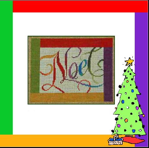 click here to view larger image of Rainbow Noel Pillow (hand painted canvases)