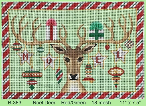 click here to view larger image of Noel Deer - Red/Green (hand painted canvases)