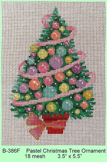 click here to view larger image of Pastel Christmas Tree Ornament (hand painted canvases)