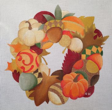 click here to view larger image of Autumn Wreath (hand painted canvases)
