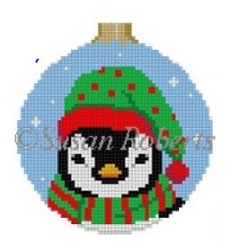 click here to view larger image of Penguin Face Round (hand painted canvases)