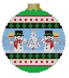 click here to view larger image of Snowmen Stripe (hand painted canvases)
