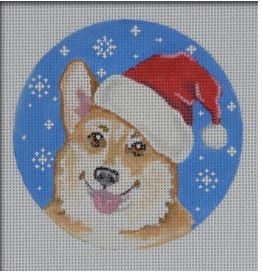 click here to view larger image of Corgi Santa Ornament (hand painted canvases)