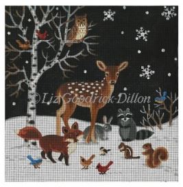 click here to view larger image of Winter Forest Friends/Night (hand painted canvases)
