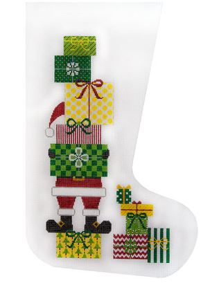 click here to view larger image of Elf With Packages Stocking (hand painted canvases)