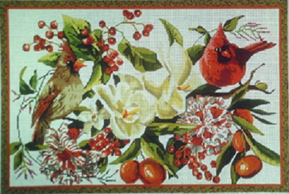 click here to view larger image of Red Birds/Floral - 13M (hand painted canvases)
