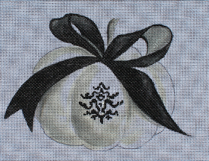 click here to view larger image of Elegant Pumpkin with Ribbon (hand painted canvases)