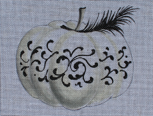 click here to view larger image of Elegant Pumpkin with Feather (hand painted canvases)