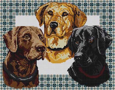 click here to view larger image of Labs on Plaid (hand painted canvases)